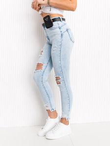 Pantaloni in jeans Push Up con catena e marsupio da donna azzurri Bolf A20-2A