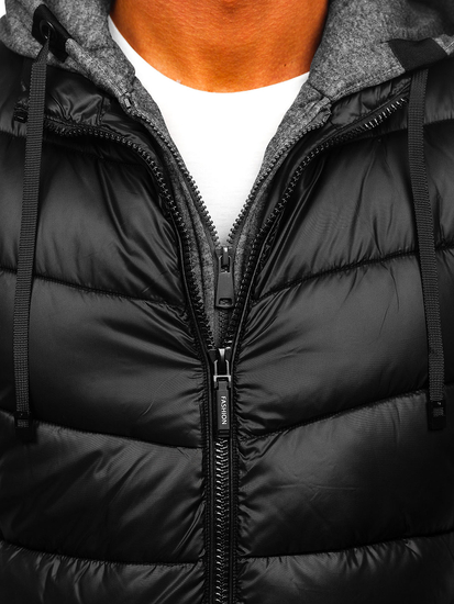 Gilet con cappuccio da uomo nero Bolf 2909