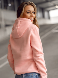 Felpa con tasca di canguro da donna rosa chiara Bolf W02-56