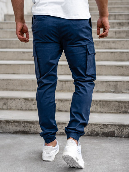 Pantaloni cargo tipo jogger da uomo blu Bolf 701