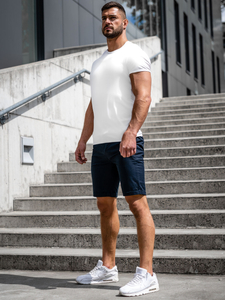 Pantaloncini corti con cintura da uomo blu Bolf XX160085