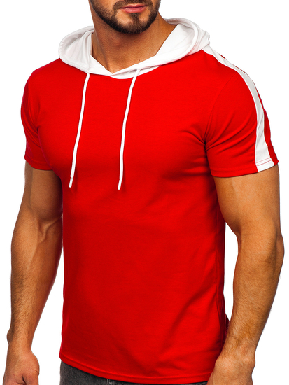 T-shirt senza stampa con cappuccio rossa Bolf 8T299