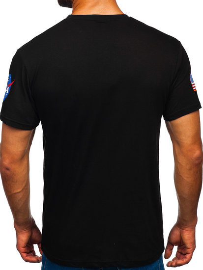 T-shirt in cotone con stampa da uomo nera Bolf 14401