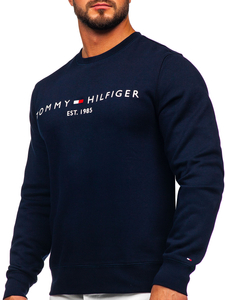 Felpa con stampa senza cappuccio da uomo Tommy Hilfiger blu MW0MW11596
