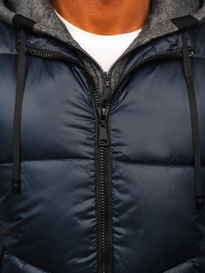 Gilet con cappuccio da uomo blu Bolf 2908