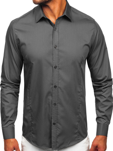 Camicia elegante da uomo a maniche lunghe Bolf 1703, grafite chiaro