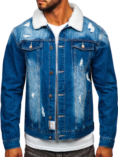 Giacca trucker in denim da uomo blu Bolf MJ502B
