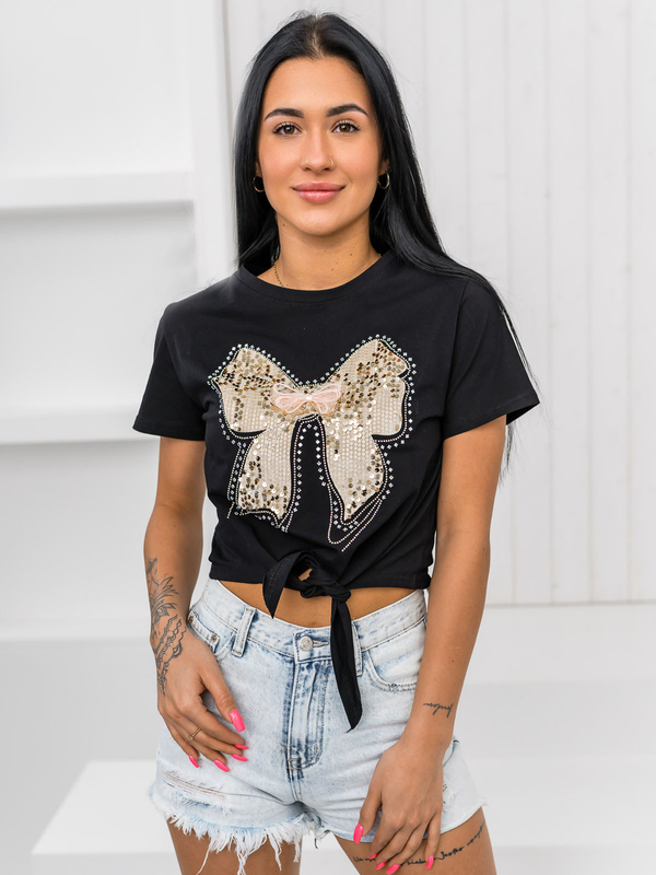 Donna T-shirt stampata Nero Bolf 96T612