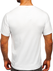 T-shirt da uomo in cotone bianco senza stampa Bolf 192397