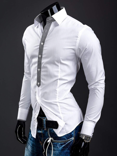 Camicia elegante da uomo a manica lunga bianca Bolf 0939A
