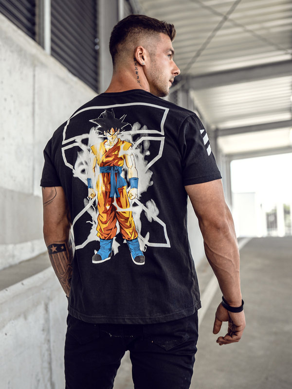 T-shirt con stampa da uomo nera Bolf 14404A