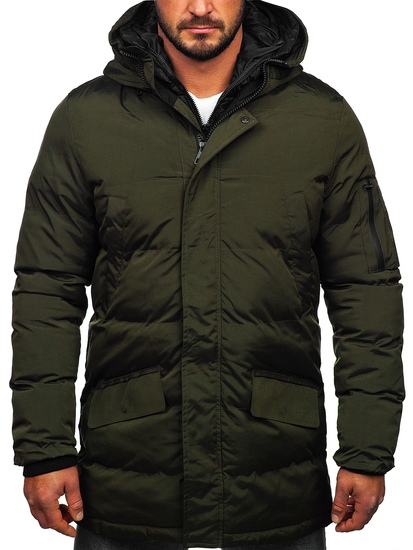 Giubbotto invernale trapuntato tipo parka da uomo khaki Bolf 5M790
