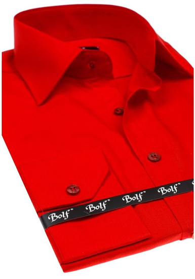 Camicia elegante da uomo rossa a maniche lunghe Bolf 1703