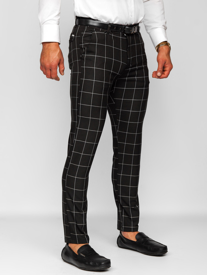 Uomo Pantaloni eleganti a quadri Nero Bolf 0040