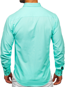 Camicia elegante a manica lunga da uomo verde chiara Bolf 5821-1