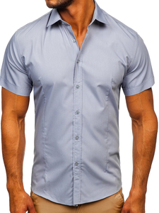 Camicia a manica corta da uomo grigio Bolf 7501