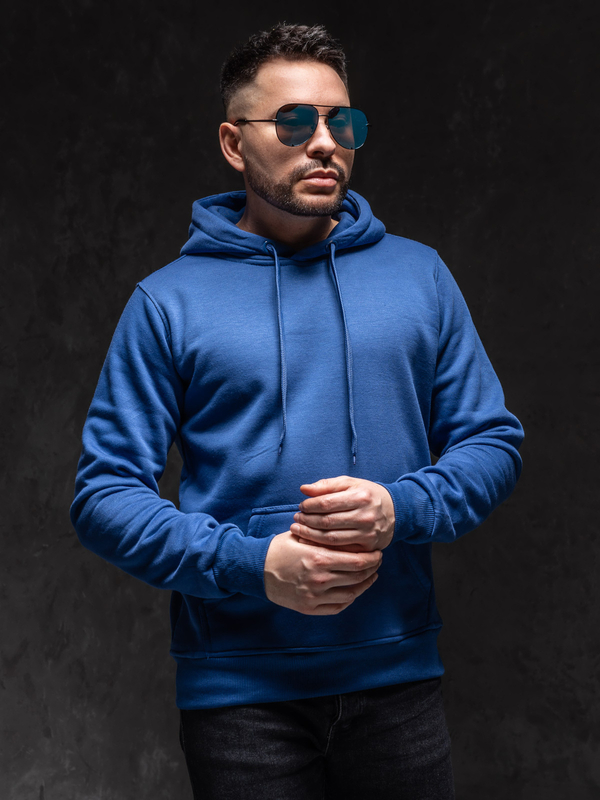 Felpa con cappuccio a canguro da uomo bluette Bolf 2009A1