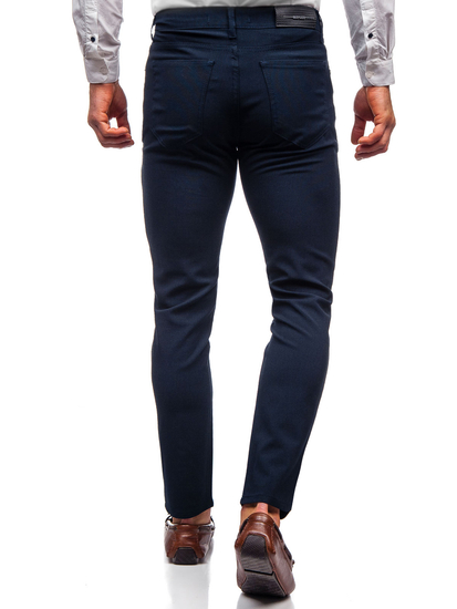 Pantaloni in tessuto tipo chinos da uomo blu Bolf 0004