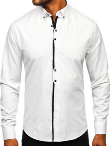 Uomo Camicia elegante a maniche lunghe Bianco Bolf 24701