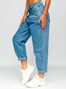 Pantaloni in jeans slouchy da donna azzurri Bolf BS586