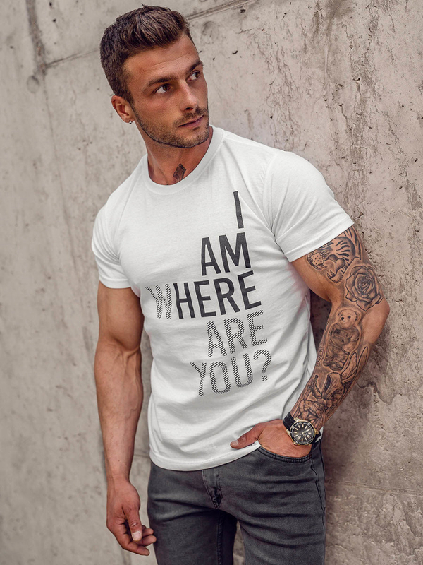 T-shirt in cotone con stampa da uomo bianca Bolf 0404TA