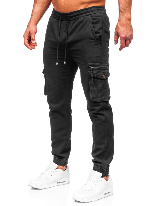 Pantaloni jogger tipo cargo da uomo neri Bolf MP0181N