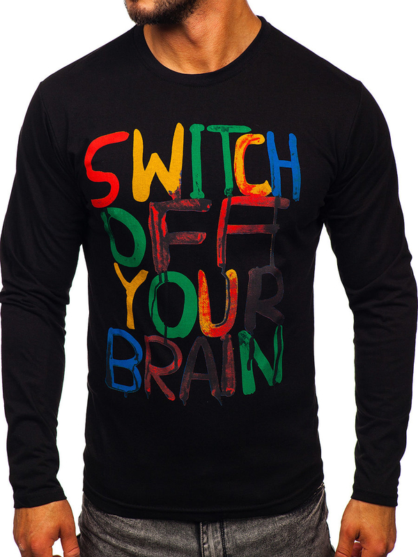 Longsleeve con stampa da uomo nero Bolf 1214