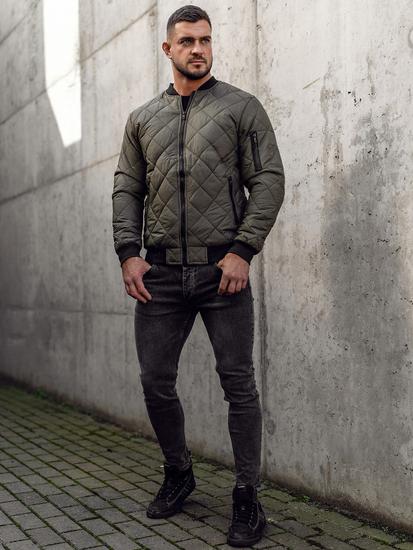 Giacca con trapuntate mezza stagione tipo bomber da uomo khaki Bolf MY-01