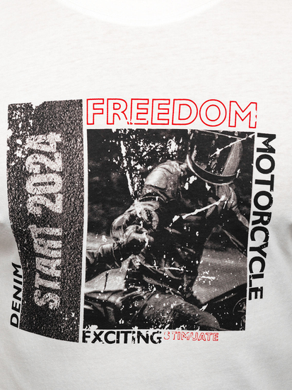 Uomo T-shirt in cotone con stampa Bianco Bolf MPO3475