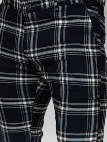 Uomo Pantaloni eleganti a quadri Blu scuro Bolf 184144