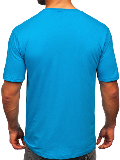 T-shirt in cotone da uomo turchese Bolf 14769