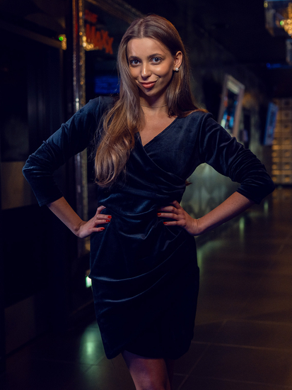 Abito in velluto con arricciature da donna nero Bolf Bellisima