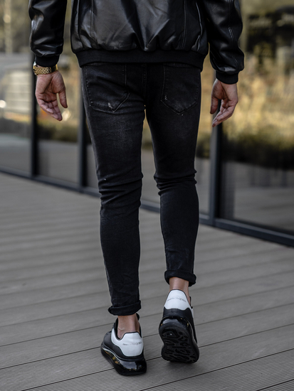 Pantaloni in jeans regular fit da uomo neri Bolf TF098