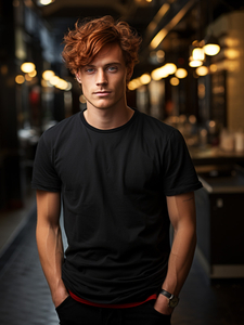 T-shirt da uomo in cotone nero senza stampa Bolf 192397A2