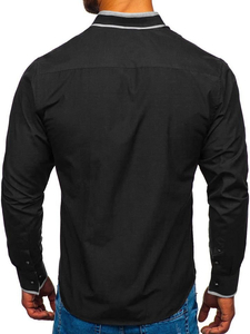 Camicia elegante a manica lunga da uomo nera Bolf 6929-A