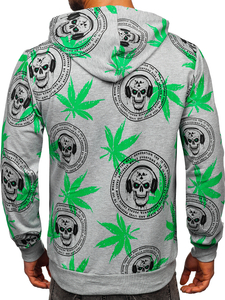 Felpa con stampa con cappuccio da uomo grigia Bolf 6424