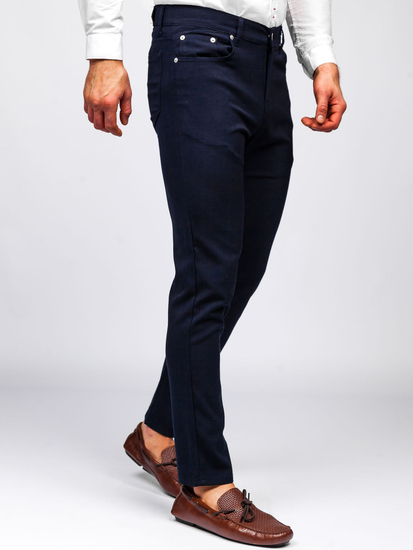 Pantaloni in tessuto tipo chinos da uomo blu Bolf 0004
