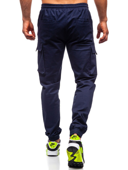 Pantaloni cargo tipo jogger da uomo blu Bolf 701