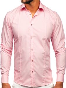Uomo Camicia elegante a maniche lunghe Rosa Bolf 6944