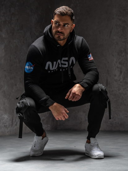 Uomo Felpa a canguro con cappuccio e stampa nero Bolf 146956B