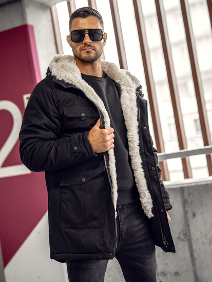 Giubbotto parka invernale da uomo nero Bolf 22M318A