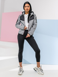 Felpa con cappuccio per la mezza stagione da donna grigia Bolf KSW4007