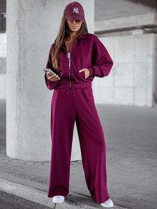 Completo due pezzi con felpa con zip da donna bordeaux Bolf 821109