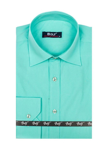 Camicia elegante da uomo verde chiaro a maniche lunghe Bolf 1703