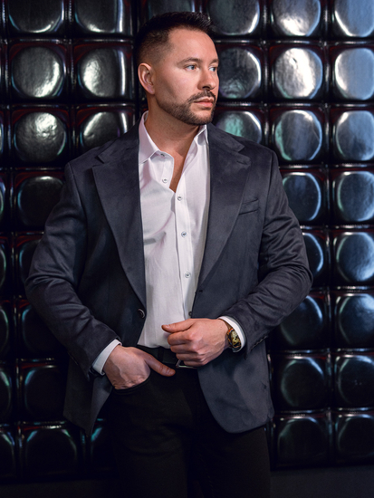 Giacca da uomo in velluto blu navy Bolf 24410