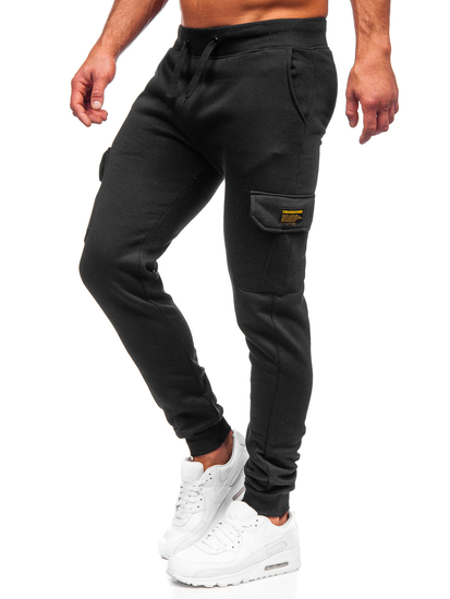 Pantaloni jogger tipo cargo da uomo neri Bolf JX8709