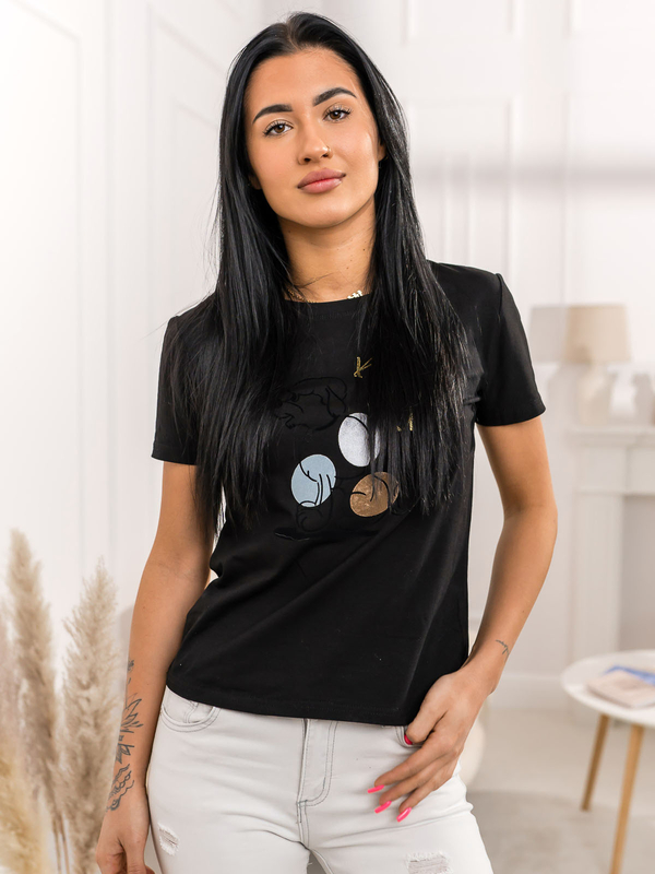 Donna T-shirt stampata Nero Bolf 95T2519