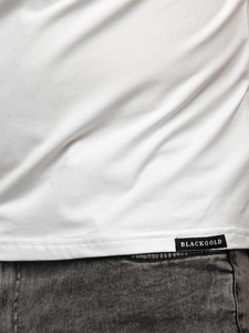 T-shirt stampata con paillettes da uomo bianca Bolf MT3037