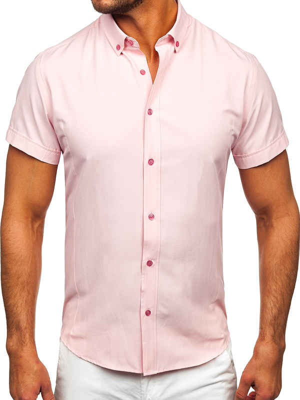 Uomo Camicia elegante a maniche corte Rosa Bolf 7501G