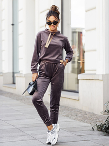 Tuta in velluto a due pezzi da donna grafite Bolf 637